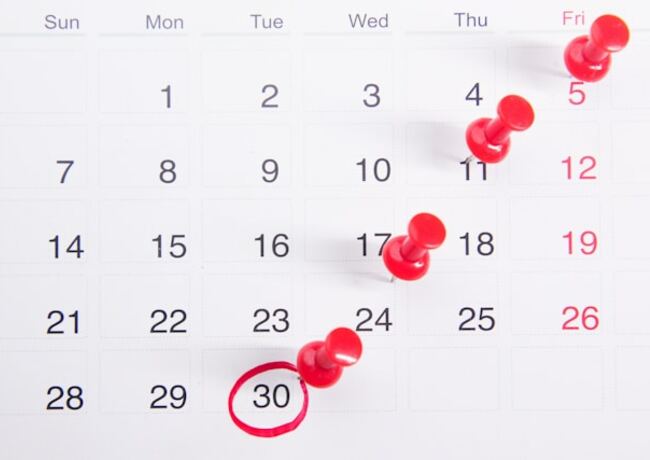 Calendar with a date circled